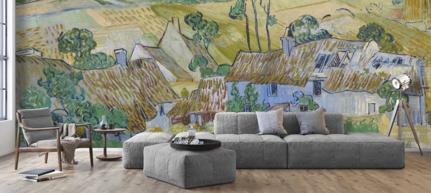 kunstveggmaleri kalt Farms near Auvers av Vincent van Gogh for stuer, soverom og spiserom