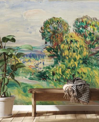 fine art wall mural called Landscape (1890) by Renoir for living rooms, dining rooms and bedrooms fine art wall mural called Landscape (1890) by Renoir for living rooms, dining rooms and bedrooms