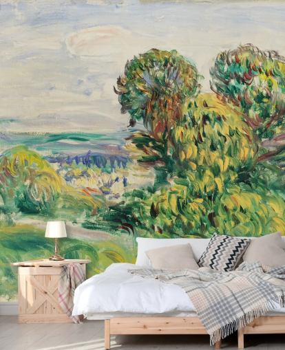 fine art wall mural called Landscape (1890) by Renoir for living rooms, dining rooms and bedrooms fine art wall mural called Landscape (1890) by Renoir for living rooms, dining rooms and bedrooms