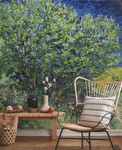 green and purple fine art wall mural called Lilac Bush by Van Gogh for bedrooms and living rooms green and purple fine art wall mural called Lilac Bush by Van Gogh for bedrooms and living rooms