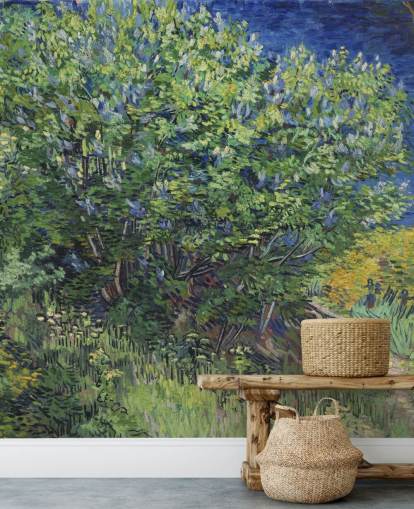 grøn og lilla kunstvægmaleri kaldet Lilac Bush af Van Gogh til soveværelser og stuer grøn og lilla kunstvægmaleri kaldet Lilac Bush af Van Gogh til soveværelser og stuer