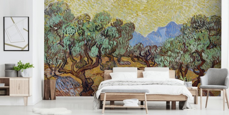 konsttapet väggmålning kallad Olive Trees av Vincent van Gogh för sovrum, vardagsrum och matsalar