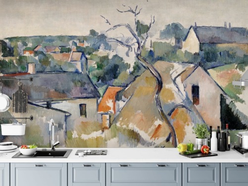 fine art wallpaper mural called Rooftops by Paul Cezanne 