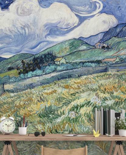 mural de papel de parede de belas artes chamado Landscape from Saint-Remy, de Vincent van Gogh mural de papel de parede de belas artes chamado Landscape from Saint-Remy, de Vincent van Gogh