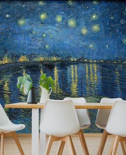 fine art wallpaper mural called Starry Night Over the Rhone by Vincent van Gogh fine art wallpaper mural called Starry Night Over the Rhone by Vincent van Gogh