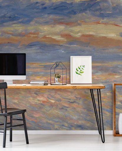 blue and orange fine art wallpaper mural called Sunset by Pierre-Auguste Renoir blue and orange fine art wallpaper mural called Sunset by Pierre-Auguste Renoir