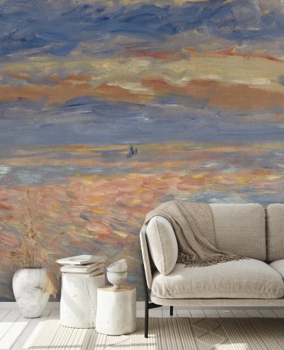 blue and orange fine art wallpaper mural called Sunset by Pierre-Auguste Renoir blue and orange fine art wallpaper mural called Sunset by Pierre-Auguste Renoir