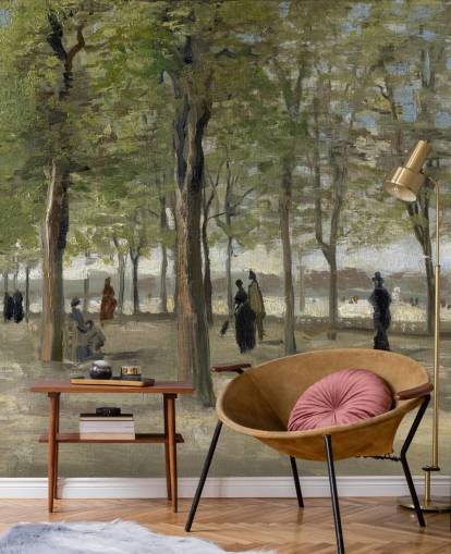 fine art van gogh behangmuurschildering genaamd Terrace in the Luxembourg Gardens voor slaapkamers, woonkamers en karakteristieke muren fine art van gogh behangmuurschildering genaamd Terrace in the Luxembourg Gardens voor slaapkamers, woonkamers en karakteristieke muren