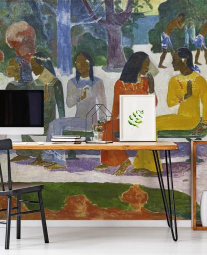 colorful paul gauguin fine art wallpaper mural called We Shall not Go to Market Today colorful paul gauguin fine art wallpaper mural called We Shall not Go to Market Today