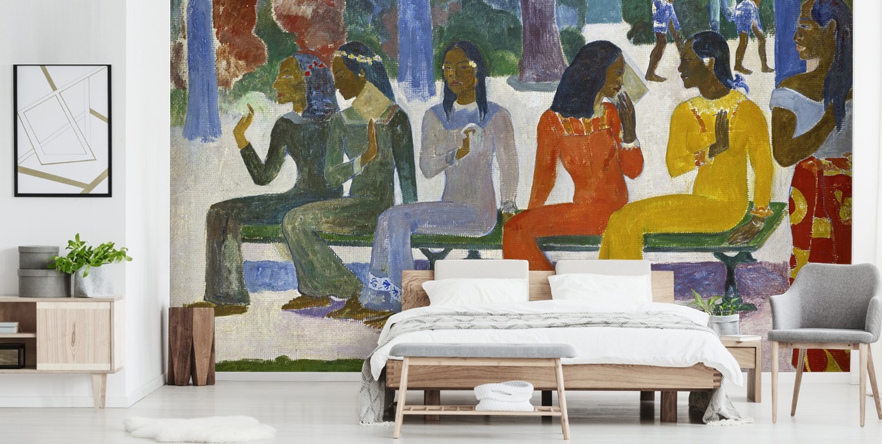 colourful paul gauguin fine art wallpaper mural called We Shall not Go to Market Today colourful paul gauguin fine art wallpaper mural called We Shall not Go to Market Today