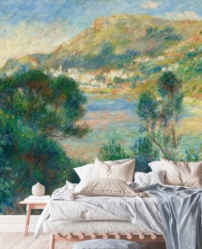 kunsttapet veggmaleri kalt Utsikt over Monte Carlo fra Cap Martin av Pierre-Auguste Renoir for soverom og stuer kunsttapet veggmaleri kalt Utsikt over Monte Carlo fra Cap Martin av Pierre-Auguste Renoir for soverom og stuer