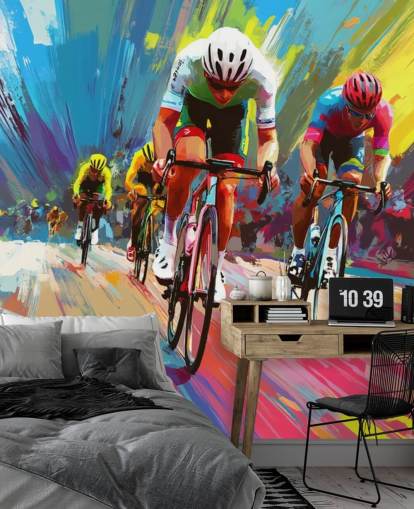 papier peint mural coloré sur le cyclisme appelé Abstract Cyclists pour les maisons, les bureaux et les clubs de sport papier peint mural coloré sur le cyclisme appelé Abstract Cyclists pour les maisons, les bureaux et les clubs de sport
