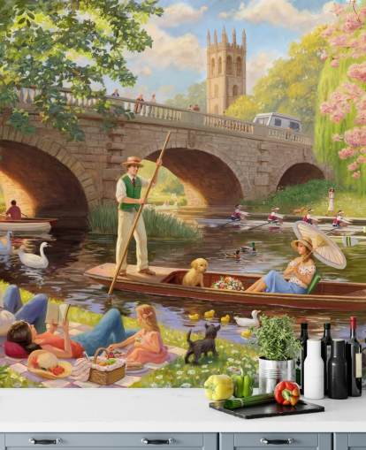 bygone era wall mural called Boat Ride by Daniel Rodgers for care homes bygone era wall mural called Boat Ride by Daniel Rodgers for care homes