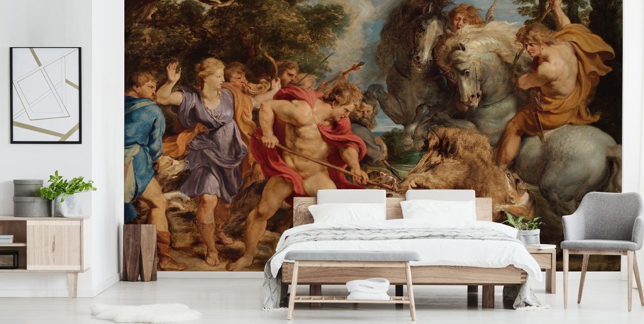 mural de parede de belas artes chamado The Calydonian Boar Hunt, de Peter Paul Rubens, para salas de estar, salas de jantar e escritórios domésticos mural de parede de belas artes chamado The Calydonian Boar Hunt, de Peter Paul Rubens, para salas de estar, salas de jantar e escritórios domésticos