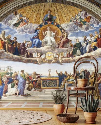carta da parati fine art chiamata Disputa del Santissimo Sacramento di Raffaello per case e aziende carta da parati fine art chiamata Disputa del Santissimo Sacramento di Raffaello per case e aziende