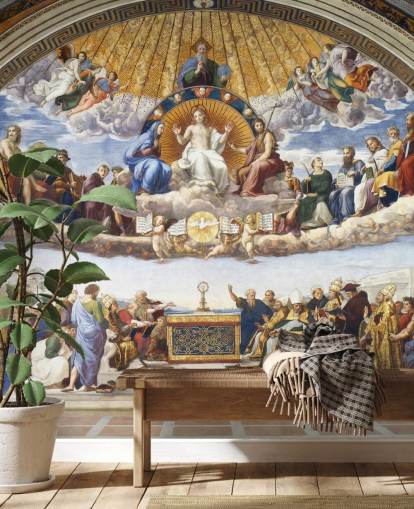 fine art wallpaper mural called Disputation of the Holy Sacrament by Raphael for homes and businesses fine art wallpaper mural called Disputation of the Holy Sacrament by Raphael for homes and businesses
