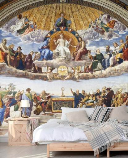 kunsttapet vægmaleri kaldet Disputation of the Holy Sacrament af Raphael til hjem og virksomheder kunsttapet vægmaleri kaldet Disputation of the Holy Sacrament af Raphael til hjem og virksomheder