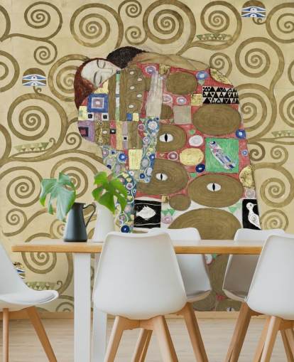Kunsttapete namens Fulfillment von Gustav Klimt für Schlafzimmer und Wohnzimmer Kunsttapete namens Fulfillment von Gustav Klimt für Schlafzimmer und Wohnzimmer