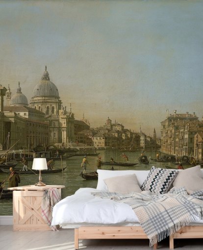 kunsttapet veggmaleri kalt Inngang til Canal Grande nær Punta della Dogana og Santa Maria della Salute av Canaletto kunsttapet veggmaleri kalt Inngang til Canal Grande nær Punta della Dogana og Santa Maria della Salute av Canaletto