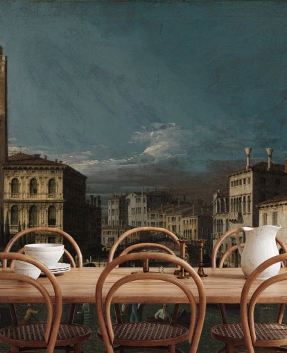 Kunstgemälde mit dem Titel Canal Grande: San Geremia und der Eingang zum Cannaregio von Canaletto für Wohn- und Schlafzimmer Kunstgemälde mit dem Titel Canal Grande: San Geremia und der Eingang zum Cannaregio von Canaletto für Wohn- und Schlafzimmer