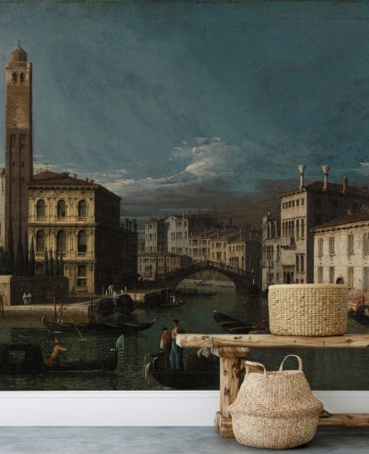 peinture murale d'art intitulée Grand Canal : San Geremia et l'entrée du Cannaregio par Canaletto pour les salons et les chambres peinture murale d'art intitulée Grand Canal : San Geremia et l'entrée du Cannaregio par Canaletto pour les salons et les chambres