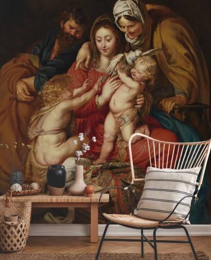 papier peint mural d'art intitulé La Sainte Famille avec Sainte Élisabeth, Saint Jean et une colombe de Peter Paul Rubens papier peint mural d'art intitulé La Sainte Famille avec Sainte Élisabeth, Saint Jean et une colombe de Peter Paul Rubens