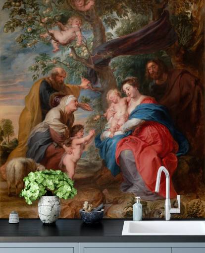 fine art wallpaper mural called The Holy Family under an Apple Tree by Peter Paul Rubens fine art wallpaper mural called The Holy Family under an Apple Tree by Peter Paul Rubens