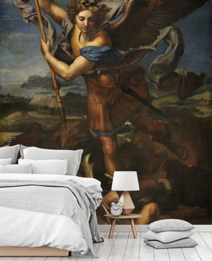 Kunsttapete mit dem Titel Saint Michael Vanquishing Satan von Rafael für Privathaushalte und Unternehmen Kunsttapete mit dem Titel Saint Michael Vanquishing Satan von Rafael für Privathaushalte und Unternehmen