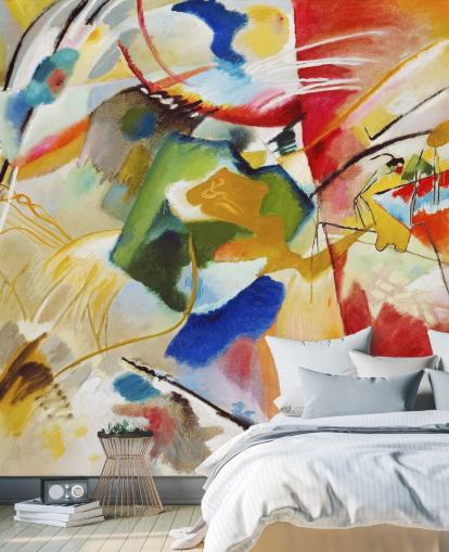 fine art wallpaper mural called Painting with Green Center by Wassily Kandinsky for bedrooms and businesses fine art wallpaper mural called Painting with Green Center by Wassily Kandinsky for bedrooms and businesses