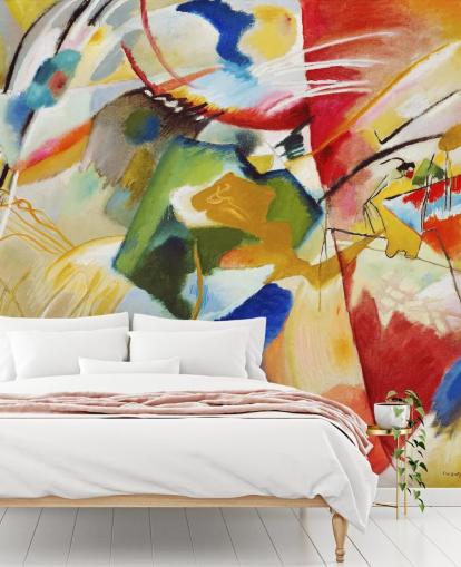 fine art wallpaper mural called Painting with Green Centre by Wassily Kandinsky for bedrooms and businesses fine art wallpaper mural called Painting with Green Centre by Wassily Kandinsky for bedrooms and businesses