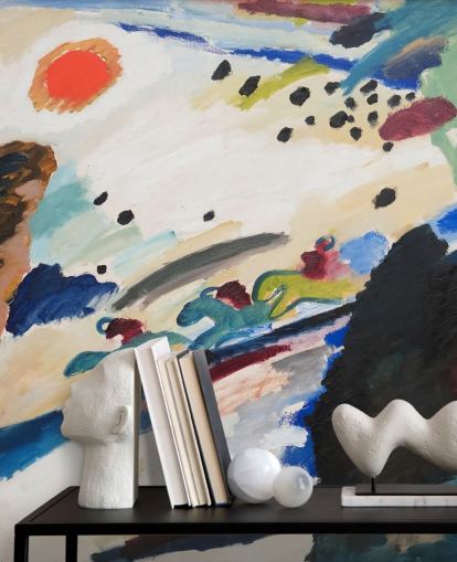 Wassily Kandinskyn taide-seinämaalaus nimeltä Romantic Landscape makuuhuoneisiin ja oleskelutiloihin Wassily Kandinskyn taide-seinämaalaus nimeltä Romantic Landscape makuuhuoneisiin ja oleskelutiloihin