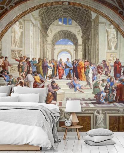 Kunsttapete mit dem Titel The School of Athens von Raphael für Wohnungen, Büros und Unternehmen Kunsttapete mit dem Titel The School of Athens von Raphael für Wohnungen, Büros und Unternehmen