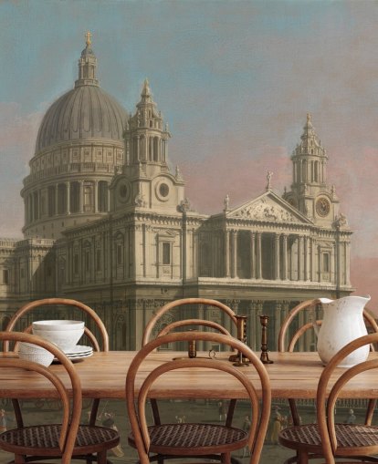 mural de papel de parede de belas artes chamado Catedral de São Paulo, de Canaletto, para escritórios domésticos e quartos mural de papel de parede de belas artes chamado Catedral de São Paulo, de Canaletto, para escritórios domésticos e quartos