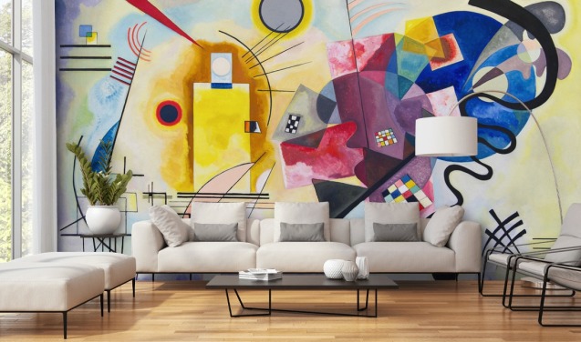 Kunsttapete namens Yellow-Red-Blue von Wassily Kandinsky für Wohnungen, Büros und Unternehmen