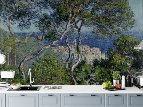 kunsttapet veggmaleri kalt Bordighera av Claude Monet for stuer, soverom og kontorer