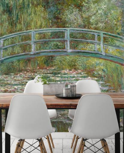 kunstvægmaleri kaldet Bridge over a Pond of Water Lilies af Monet til stuer og soveværelser kunstvægmaleri kaldet Bridge over a Pond of Water Lilies af Monet til stuer og soveværelser
