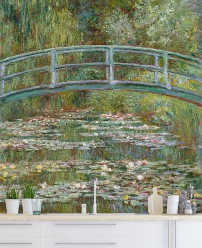 fine art wall mural called Bridge over a Pond of Water Lilies by Monet for living rooms and bedrooms fine art wall mural called Bridge over a Pond of Water Lilies by Monet for living rooms and bedrooms