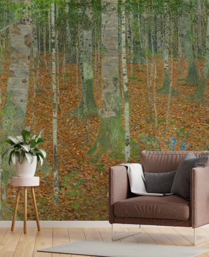 fine art wall mural called The Birch Wood by Claude Monet for bedrooms, living rooms and offices fine art wall mural called The Birch Wood by Claude Monet for bedrooms, living rooms and offices