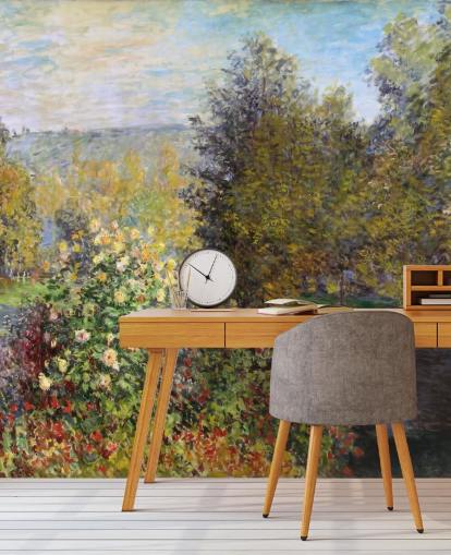 fine art wallpaper mural called Corner of the Garden at Montgeron by Claude Monet fine art wallpaper mural called Corner of the Garden at Montgeron by Claude Monet