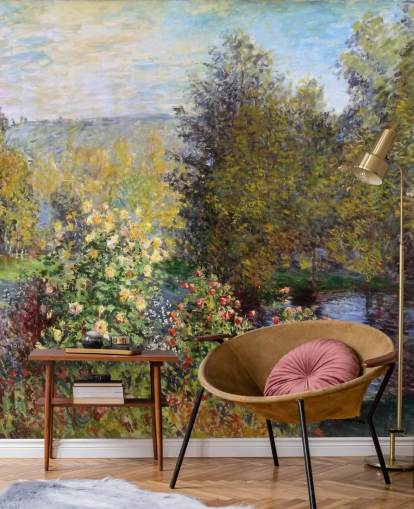 fine art wallpaper mural called Corner of the Garden at Montgeron by Claude Monet fine art wallpaper mural called Corner of the Garden at Montgeron by Claude Monet