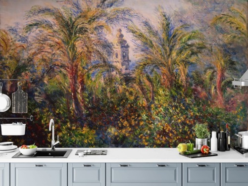 fine art wallpaper mural called Garden in Bordighera by Claude Monet for bedrooms and lounges