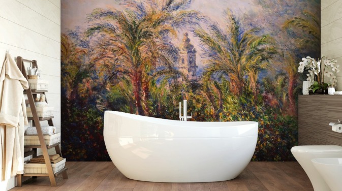 kunsttapet veggmaleri kalt Garden in Bordighera av Claude Monet for soverom og salonger