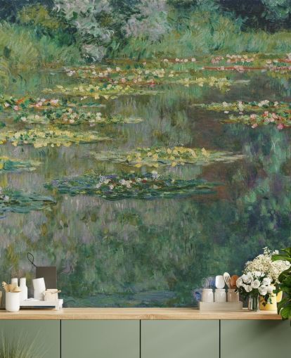 kunsttapet veggmaleri kalt Le Bassin des Nympheas av Monet for soverom, bad og salonger kunsttapet veggmaleri kalt Le Bassin des Nympheas av Monet for soverom, bad og salonger