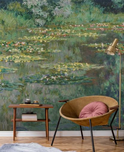 konsttapet väggmålning som heter Le Bassin des Nympheas av Monet för sovrum, badrum och lounger konsttapet väggmålning som heter Le Bassin des Nympheas av Monet för sovrum, badrum och lounger