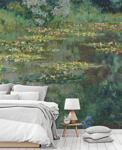 mural de papel de parede de belas artes chamado Le Bassin des Nympheas de Monet para quartos, banheiros e lounges mural de papel de parede de belas artes chamado Le Bassin des Nympheas de Monet para quartos, banheiros e lounges