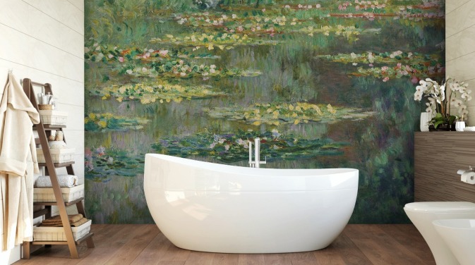 konsttapet väggmålning som heter Le Bassin des Nympheas av Monet för sovrum, badrum och lounger