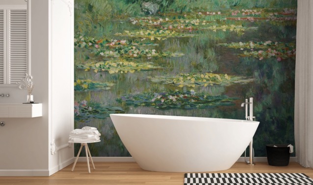 konsttapet väggmålning som heter Le Bassin des Nympheas av Monet för sovrum, badrum och lounger