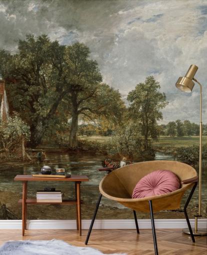 fine art wallpaper mural called The Hay Wain by John Constable for living rooms, bedrooms and dining rooms fine art wallpaper mural called The Hay Wain by John Constable for living rooms, bedrooms and dining rooms