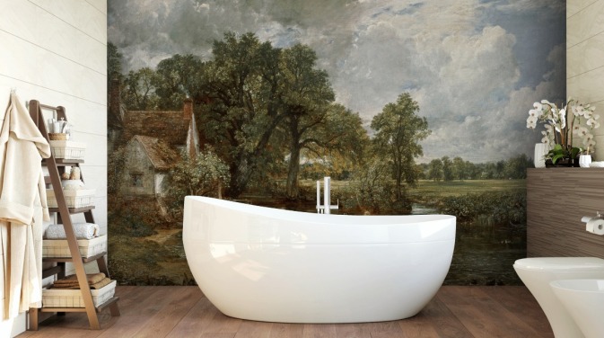 kunsttapet vægmaleri kaldet The Hay Wain af John Constable til stuer, soveværelser og spisestuer
