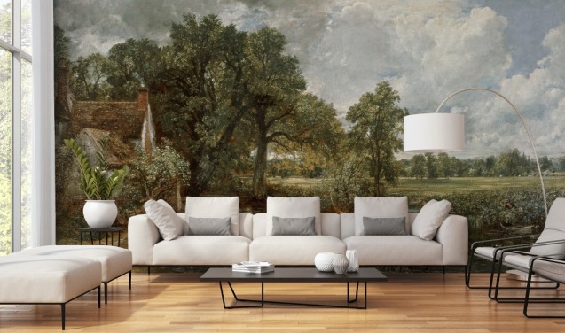 fine art wallpaper mural called The Hay Wain by John Constable for living rooms, bedrooms and dining rooms